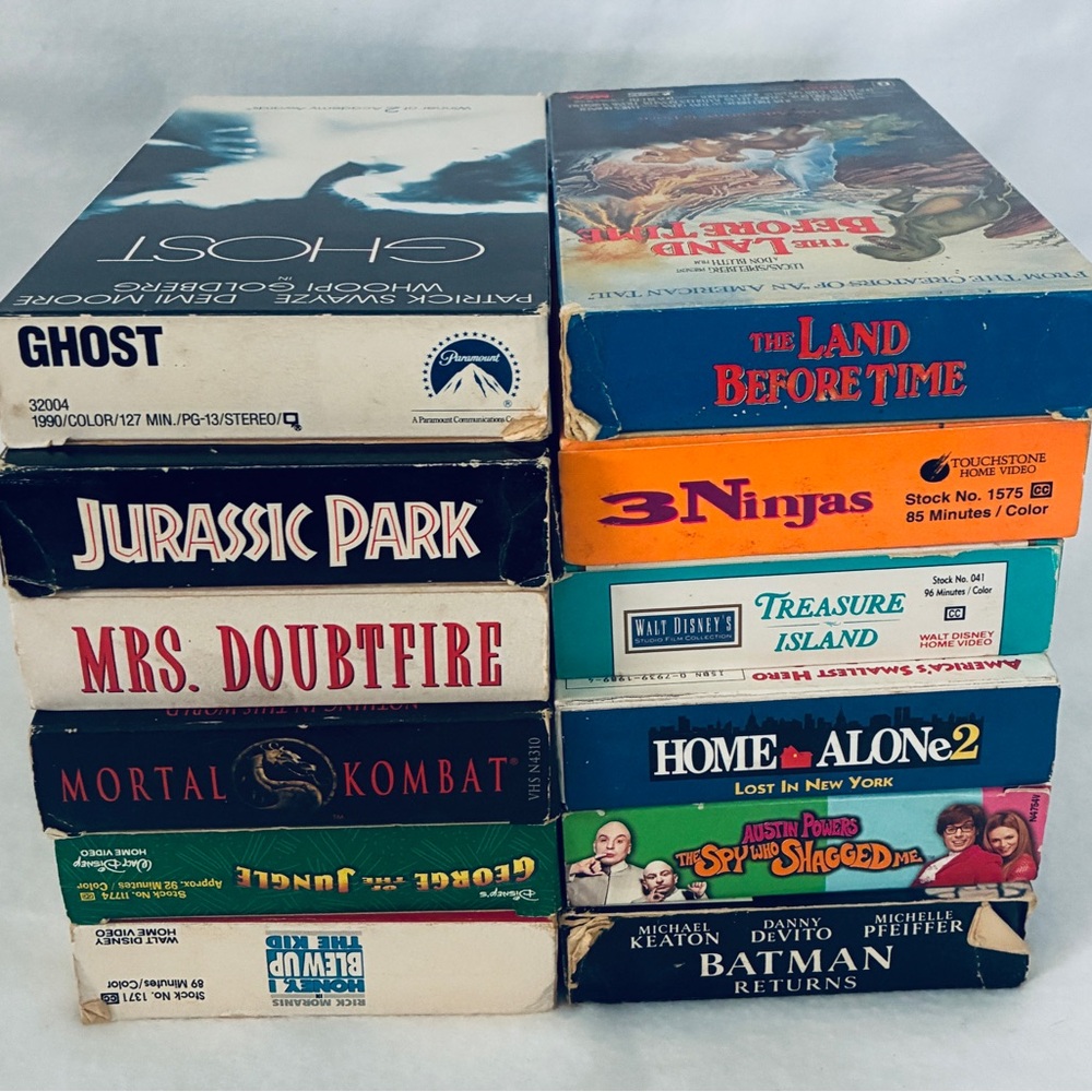 Vintage Movie VHS Set with Colorful Covers